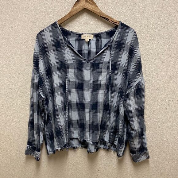 Cloth & Stone Plaid Blouse Small - Picture 1 of 7